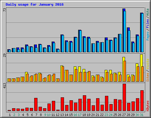 Daily usage for January 2016